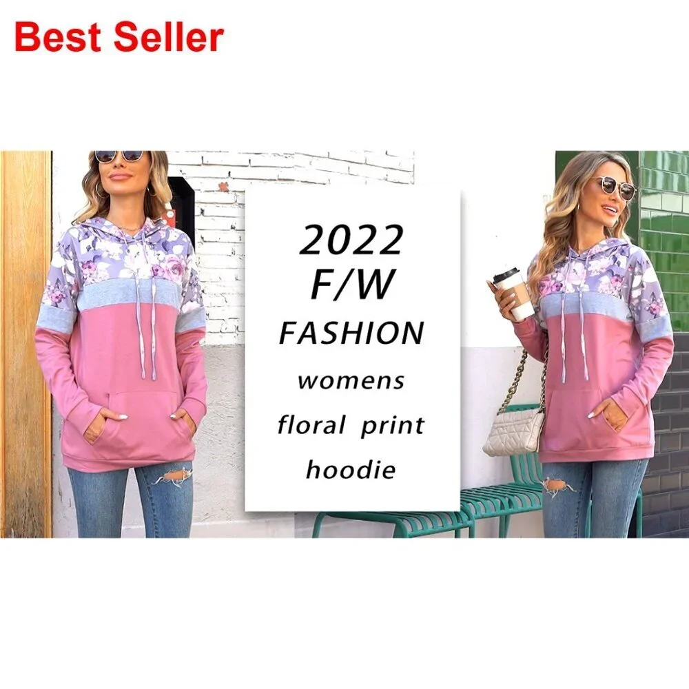 Women's Pullover Hoodie with Pocket, Lightweight Stretchy Fabric, Casual Style